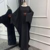 imageIDOPIP Abayas for Women Muslim Dress with Hijab OnePiece Long Sleeve Islamic Prayer Dress with Khimar Jilbab Kaftan ClothesBlack 1pc Dress Only