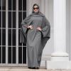 imageIDOPIP Abayas for Women Muslim Dress with Hijab OnePiece Long Sleeve Islamic Prayer Dress with Khimar Jilbab Kaftan ClothesGray  Hijab