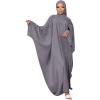 imageIDOPIP Abayas for Women Muslim Dress with Hijab OnePiece Long Sleeve Islamic Prayer Dress with Khimar Jilbab Kaftan ClothesGray  Hijab