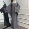 imageIDOPIP Abayas for Women Muslim Dress with Hijab OnePiece Long Sleeve Islamic Prayer Dress with Khimar Jilbab Kaftan ClothesGray 1pc Dress Only
