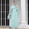 imageIDOPIP Abayas for Women Muslim Dress with Hijab OnePiece Long Sleeve Islamic Prayer Dress with Khimar Jilbab Kaftan ClothesGreen  Hijab