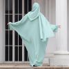 imageIDOPIP Abayas for Women Muslim Dress with Hijab OnePiece Long Sleeve Islamic Prayer Dress with Khimar Jilbab Kaftan ClothesGreen  Hijab