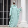 imageIDOPIP Abayas for Women Muslim Dress with Hijab OnePiece Long Sleeve Islamic Prayer Dress with Khimar Jilbab Kaftan ClothesGreen  Hijab