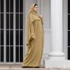 imageIDOPIP Abayas for Women Muslim Dress with Hijab OnePiece Long Sleeve Islamic Prayer Dress with Khimar Jilbab Kaftan ClothesKhaki  Hijab
