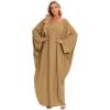 imageIDOPIP Abayas for Women Muslim Dress with Hijab OnePiece Long Sleeve Islamic Prayer Dress with Khimar Jilbab Kaftan ClothesKhaki 1pc Dress Only