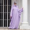 imageIDOPIP Abayas for Women Muslim Dress with Hijab OnePiece Long Sleeve Islamic Prayer Dress with Khimar Jilbab Kaftan ClothesLight Purple  Hijab
