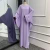 imageIDOPIP Abayas for Women Muslim Dress with Hijab OnePiece Long Sleeve Islamic Prayer Dress with Khimar Jilbab Kaftan ClothesLight Purple 1pc Dress Only