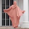 imageIDOPIP Abayas for Women Muslim Dress with Hijab OnePiece Long Sleeve Islamic Prayer Dress with Khimar Jilbab Kaftan ClothesPink  Hijab