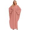 imageIDOPIP Abayas for Women Muslim Dress with Hijab OnePiece Long Sleeve Islamic Prayer Dress with Khimar Jilbab Kaftan ClothesPink  Hijab