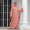 imageIDOPIP Abayas for Women Muslim Dress with Hijab OnePiece Long Sleeve Islamic Prayer Dress with Khimar Jilbab Kaftan ClothesPink  Hijab