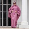 imageIDOPIP Abayas for Women Muslim Dress with Hijab OnePiece Long Sleeve Islamic Prayer Dress with Khimar Jilbab Kaftan ClothesPurple  Hijab