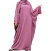 imageIDOPIP Abayas for Women Muslim Dress with Hijab OnePiece Long Sleeve Islamic Prayer Dress with Khimar Jilbab Kaftan ClothesPurple 1pc Dress Only