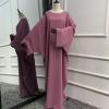 imageIDOPIP Abayas for Women Muslim Dress with Hijab OnePiece Long Sleeve Islamic Prayer Dress with Khimar Jilbab Kaftan ClothesPurple 1pc Dress Only