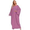 imageIDOPIP Abayas for Women Muslim Dress with Hijab OnePiece Long Sleeve Islamic Prayer Dress with Khimar Jilbab Kaftan ClothesPurple 1pc Dress Only