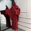 imageIDOPIP Abayas for Women Muslim Dress with Hijab OnePiece Long Sleeve Islamic Prayer Dress with Khimar Jilbab Kaftan ClothesWine Red  Hijab