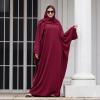 imageIDOPIP Abayas for Women Muslim Dress with Hijab OnePiece Long Sleeve Islamic Prayer Dress with Khimar Jilbab Kaftan ClothesWine Red  Hijab