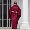 imageIDOPIP Abayas for Women Muslim Dress with Hijab OnePiece Long Sleeve Islamic Prayer Dress with Khimar Jilbab Kaftan ClothesWine Red  Hijab