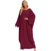 imageIDOPIP Abayas for Women Muslim Dress with Hijab OnePiece Long Sleeve Islamic Prayer Dress with Khimar Jilbab Kaftan ClothesWine Red 1pc Dress Only