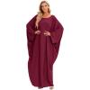 imageIDOPIP Abayas for Women Muslim Dress with Hijab OnePiece Long Sleeve Islamic Prayer Dress with Khimar Jilbab Kaftan ClothesWine Red 1pc Dress Only