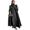 imageIDOPIP Abayas for Women Muslim Loose Maxi Satin Kaftan Dresses Islamic Dubai Oversized Swing Turtleneck Batwing Sleeve Gown