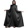 imageIDOPIP Abayas for Women Muslim Loose Maxi Satin Kaftan Dresses Islamic Dubai Oversized Swing Turtleneck Batwing Sleeve Gown