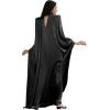 imageIDOPIP Abayas for Women Muslim Loose Maxi Satin Kaftan Dresses Islamic Dubai Oversized Swing Turtleneck Batwing Sleeve Gown