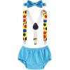 imageIDOPIP Baby Boys Circus Cake Smash Outfit Little Clown Costume 1st Birthday Diaper Cover Suspender Bowtie Set for Photo PartyBlue 4pcs