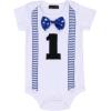 imageIDOPIP Baby Boys First Birthday Cake Smash Outfit Bowtie Romper  Shorts Bodysuit  Sequins Crown 3PCS Set Photo Prop