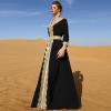 imageIDOPIP Embroidery Abayas for Women Muslim Moroccan Floral Maxi Kaftan Dress Arabic Islamic Dubai Robe Ramadan Prayer ClothesBlack