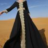 imageIDOPIP Embroidery Abayas for Women Muslim Moroccan Floral Maxi Kaftan Dress Arabic Islamic Dubai Robe Ramadan Prayer ClothesBlack