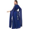 imageIDOPIP Embroidery Abayas for Women Muslim Moroccan Floral Maxi Kaftan Dress Arabic Islamic Dubai Robe Ramadan Prayer ClothesDark Blue
