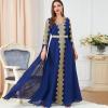 imageIDOPIP Embroidery Abayas for Women Muslim Moroccan Floral Maxi Kaftan Dress Arabic Islamic Dubai Robe Ramadan Prayer ClothesDark Blue