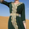 imageIDOPIP Embroidery Abayas for Women Muslim Moroccan Floral Maxi Kaftan Dress Arabic Islamic Dubai Robe Ramadan Prayer ClothesGreen