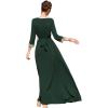 imageIDOPIP Embroidery Abayas for Women Muslim Moroccan Floral Maxi Kaftan Dress Arabic Islamic Dubai Robe Ramadan Prayer ClothesGreen
