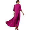 imageIDOPIP Embroidery Abayas for Women Muslim Moroccan Floral Maxi Kaftan Dress Arabic Islamic Dubai Robe Ramadan Prayer ClothesHot Pink