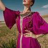 imageIDOPIP Embroidery Abayas for Women Muslim Moroccan Floral Maxi Kaftan Dress Arabic Islamic Dubai Robe Ramadan Prayer ClothesHot Pink