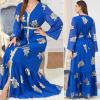 imageIDOPIP Embroidery Abayas for Women Muslim Moroccan Floral Maxi Kaftan Dress Arabic Islamic Dubai Robe Ramadan Prayer ClothesRoyal Blue