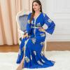 imageIDOPIP Embroidery Abayas for Women Muslim Moroccan Floral Maxi Kaftan Dress Arabic Islamic Dubai Robe Ramadan Prayer ClothesRoyal Blue