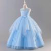 imageIDOPIP Flower Girl Sequin Appliques Dress for Kids Wedding Pageant Party Long Gown Princess Birthday Communion Tulle DressesBlue  Sequin