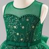 imageIDOPIP Flower Girl Sequin Appliques Dress for Kids Wedding Pageant Party Long Gown Princess Birthday Communion Tulle DressesGreen  Sequin