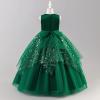 imageIDOPIP Flower Girl Sequin Appliques Dress for Kids Wedding Pageant Party Long Gown Princess Birthday Communion Tulle DressesGreen  Sequin