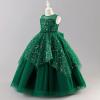 imageIDOPIP Flower Girl Sequin Appliques Dress for Kids Wedding Pageant Party Long Gown Princess Birthday Communion Tulle DressesGreen  Sequin