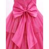 imageIDOPIP Flower Girls Tulle VNeck Bowknot Dress for Kids Long A Line Wedding Pageant Dresses Princess Birthday Party Ball GownHot Pink