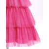 imageIDOPIP Flower Girls Tulle VNeck Bowknot Dress for Kids Long A Line Wedding Pageant Dresses Princess Birthday Party Ball GownHot Pink
