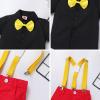 imageIDOPIP Kids Baby Boys Birthday Cake Smash Outfit Gentleman Necktie Shirt Suspenders Shorts Ears Halloween Christmas CostumeBlack  Red 4pcs