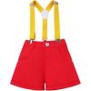 imageIDOPIP Kids Baby Boys Birthday Cake Smash Outfit Gentleman Necktie Shirt Suspenders Shorts Ears Halloween Christmas CostumeBlack  Red 4pcs