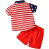 imageIDOPIP Kids Baby Boys Birthday Cake Smash Outfit Gentleman Necktie Shirt Suspenders Shorts Ears Halloween Christmas CostumeRed Star Stripe 4pcs
