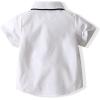 imageIDOPIP Kids Baby Boys Birthday Cake Smash Outfit Gentleman Necktie Shirt Suspenders Shorts Ears Halloween Christmas CostumeWhite 4pcs