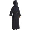 imageIDOPIP Kids Girls Muslim Abaya Dress with Belt Long Sleeve Zip Hooded Islamic Kaftan Maxi Dress Full Cover Thobe Gown ClothesBlack Hooded