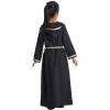 imageIDOPIP Kids Girls Muslim Abaya Dress with Belt Long Sleeve Zip Hooded Islamic Kaftan Maxi Dress Full Cover Thobe Gown ClothesBlack Hooded